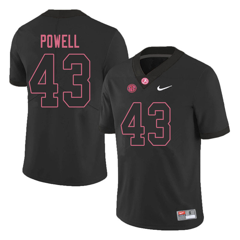 Alabama Crimson Tide Men's Daniel Powell #43 Black NCAA Nike Authentic Stitched 2019 College Football Jersey II16P87UR